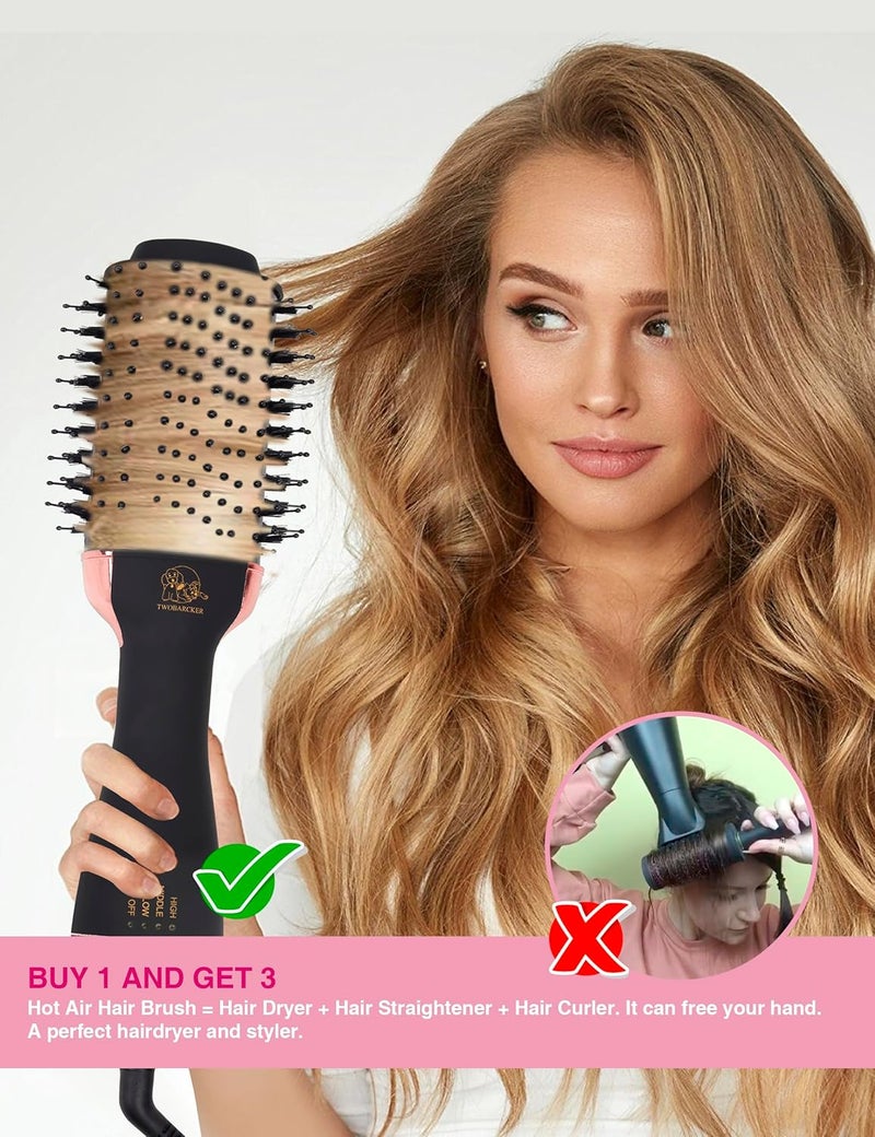 TWOBARCKER Hair Dryer Brush Blow Dryer Brush in One, 4 in 1 Ionic Hair Dryer and Styler Volumizer with Oval Titanium Barrel, Hot Air Straightener for Smooth Frizz-Free Blowout - Image 2